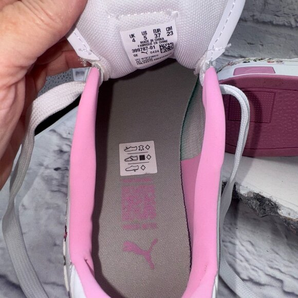 PUMA Womens Carina Street Floral Lace Up Sneakers Shoes Casual White Pink Sz 5 - Picture 13 of 14